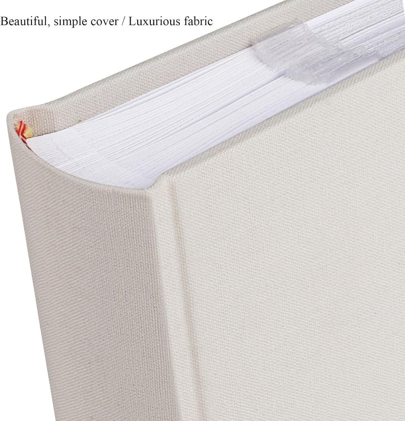 1DOT2 Photo Album with Writing Space 50 Pages 4x6 Photos Hold 200 or 5x7 Pictures Hold 100, Linen Cover Small Photo Book Albums with Memo for Anniversary Wedding Baby (Beige) - Image 3